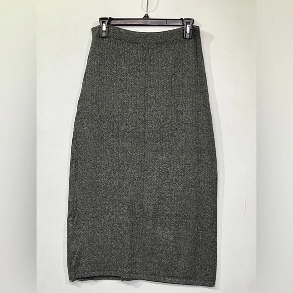 FREE PEOPLE Gray ribbed midi knit skirt size L. - Picture 6 of 10